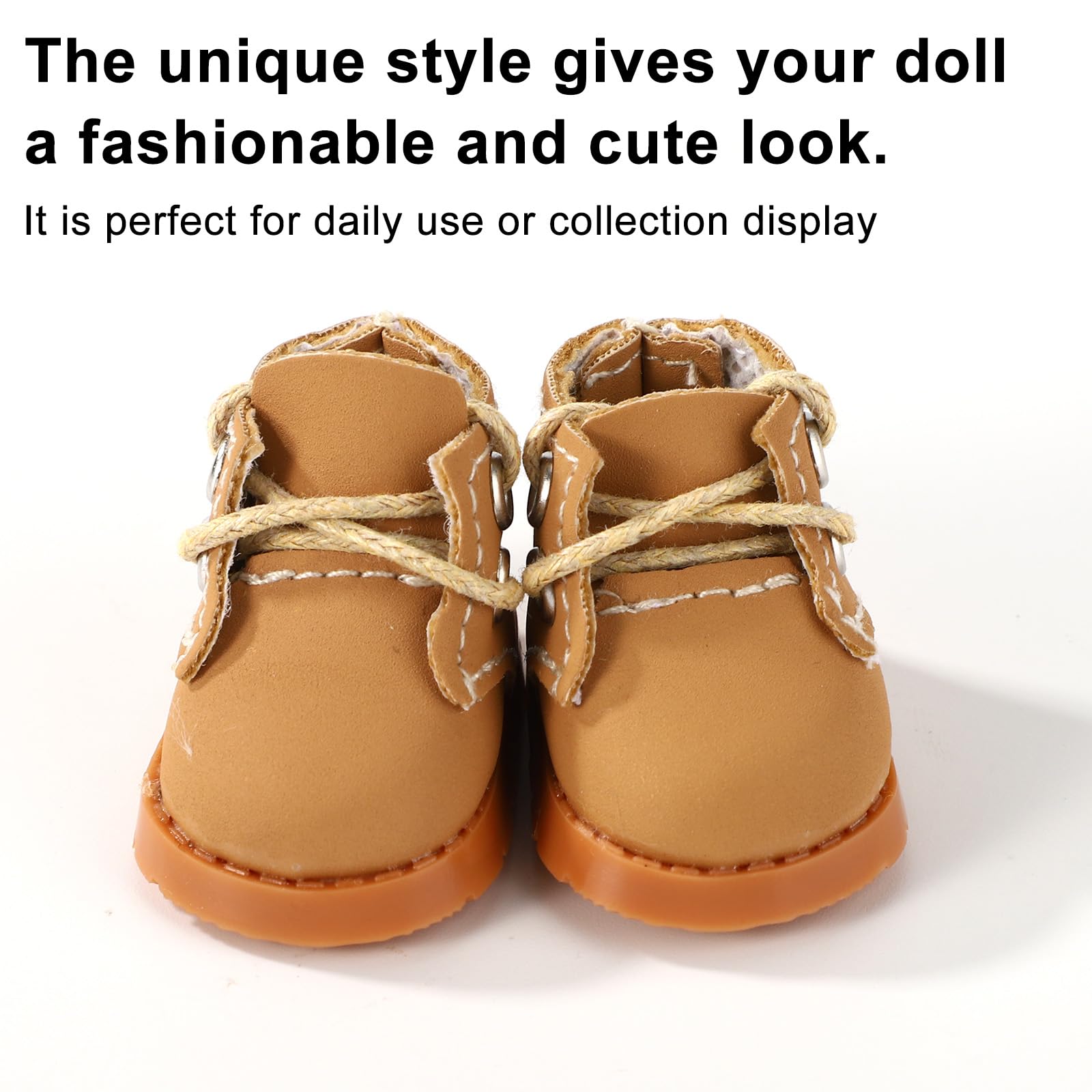 Lyreh 2 works Mini Doll Shoes, PU Boots White Canvas Shoes Mini Sneakers for Plush Doll Clothes Set Cute Toy Outfit Accessories - Image 4