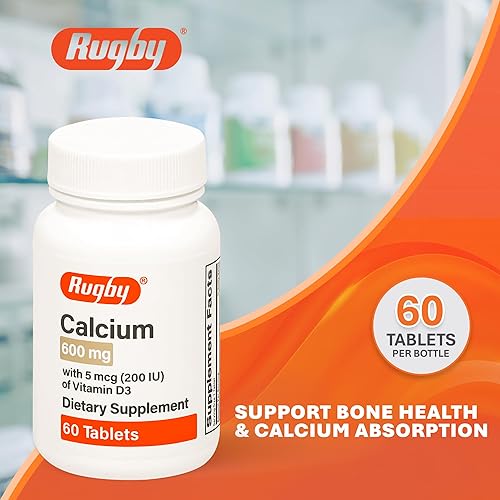 Miniatura 2 de Rugby Calcio 600 mg Tabletas con Vitamina D3 200IU (5 mcg) – Suplemento dietético diario de vitamina D sin gluten para la salud ósea y absorción de