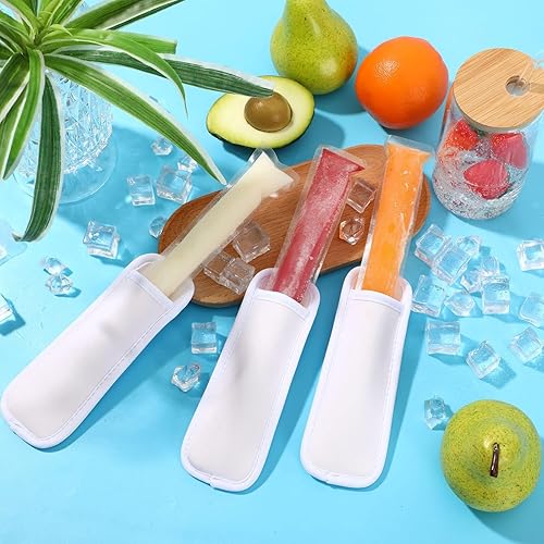 Vista 39 de JANYUN Fundas para paletas de hielo, paquete de 24 soportes para paletas de sublimación, reutilizables, para congelador, bolsas de neopreno para Rosa