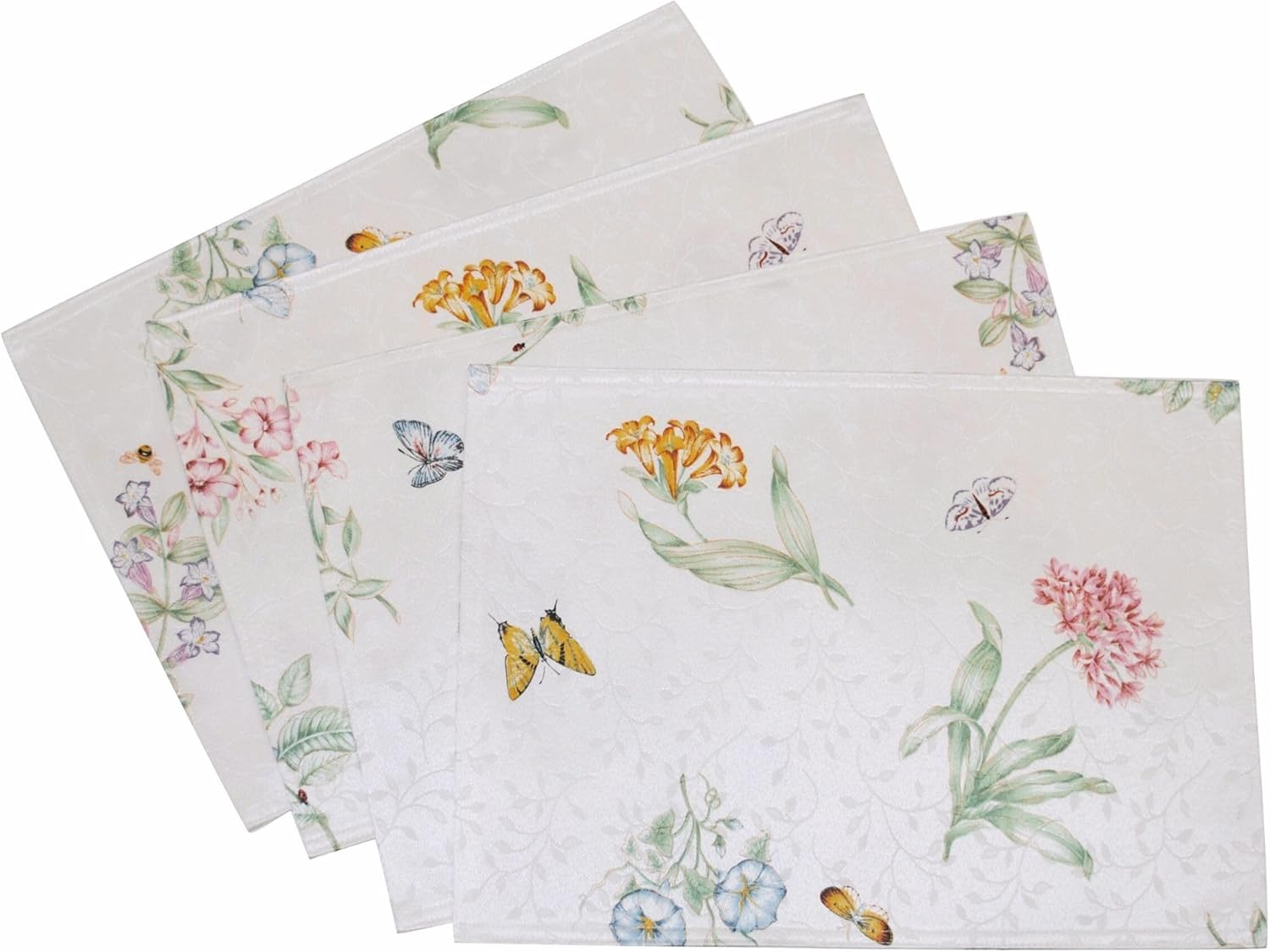 Lenox Butterfly Meadow Damask Placemats, Set of 4, Multicolor, 13"W x 18"L