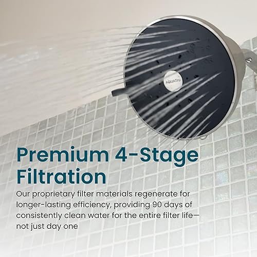 Miniatura 2 de AquaTru Shower - Filtro de ducha de alta presión que elimina las impurezas del agua dura para apoyar la piel saludable, cuero cabelludo, cabello,