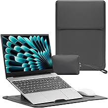 13.3-14 Inch Laptop Sleeve Bag with Stand for MacBook Pro 14" M5/M4/M3/M2/M1, MacBook Pro 13" M2/M1 Pro/M1 MAX, MacBook Air 13" M4/M3/M2/M1, PU Leather Laptop Sleeve (Grey)