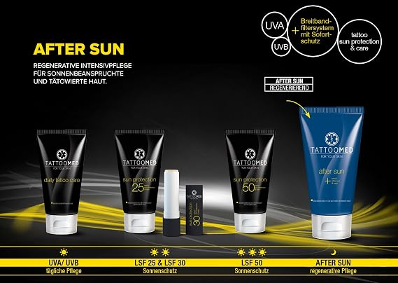 TattooMed After Sun - Cream Lotion For Moisturizing Sensitive and Sun Damaged Tattooed Skin - (1 x 100ml)