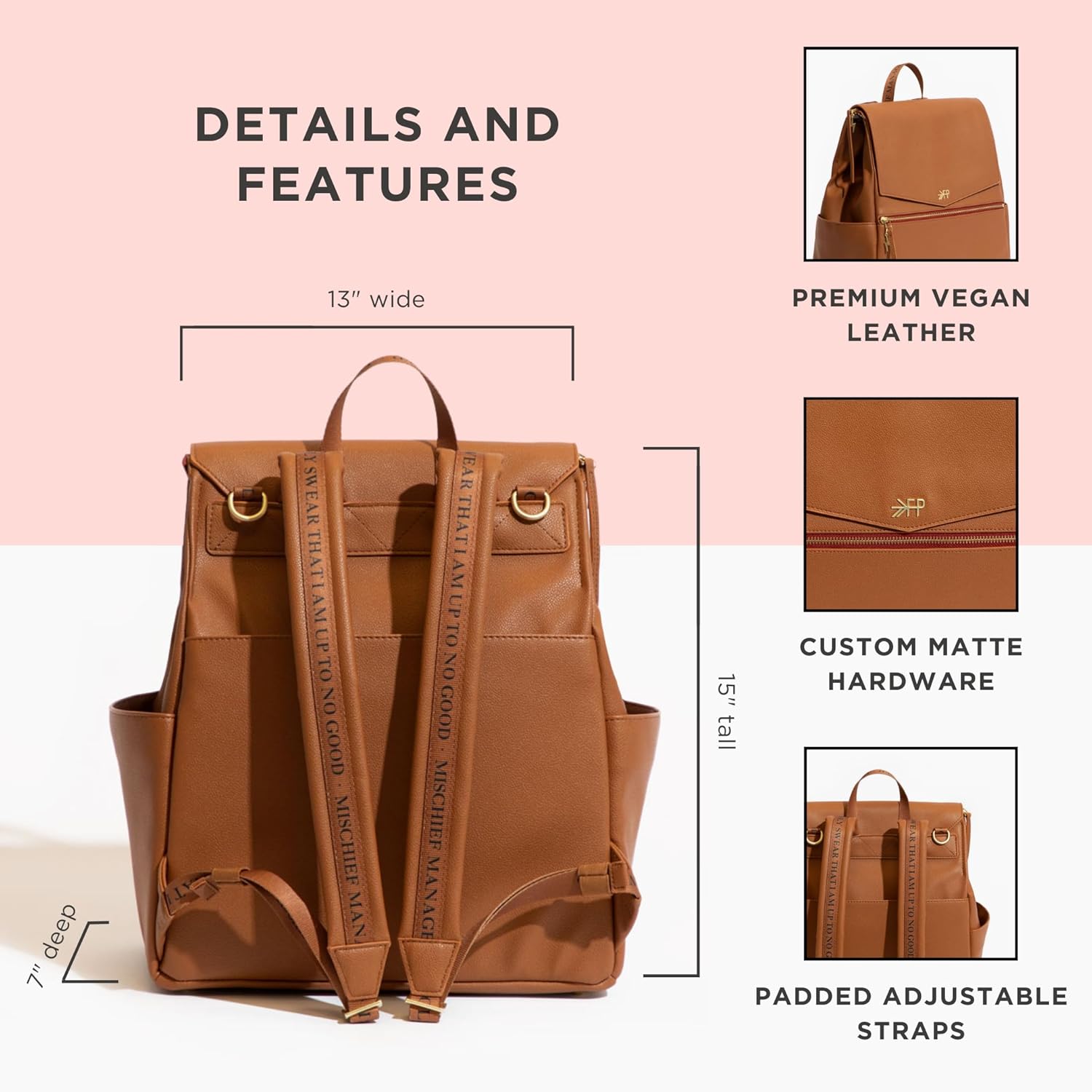 Freshly Picked Classic II Diaper Bag Backpack, Wipeable Vegan Leather With Changing Pad (Harry Potter V2) - Image 3