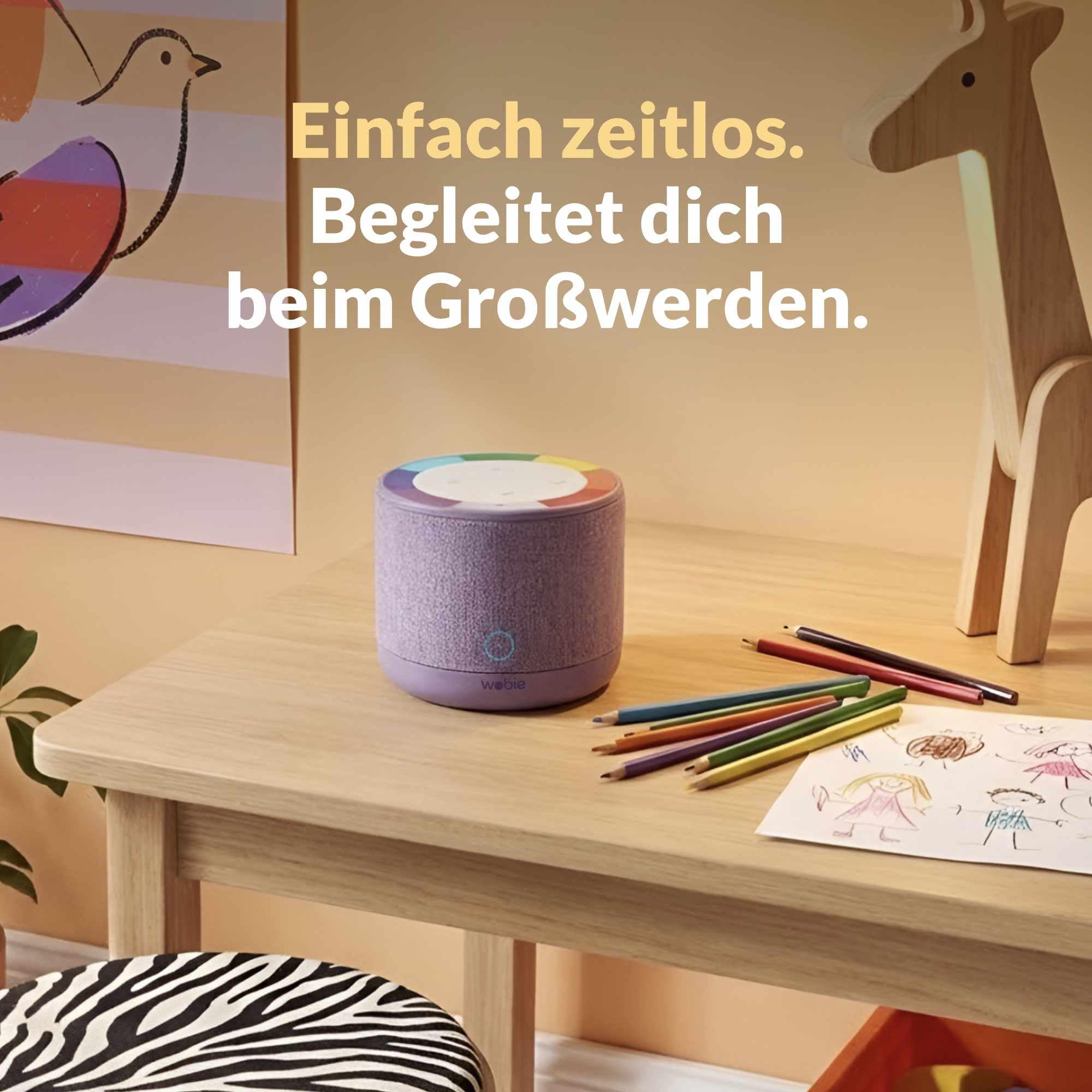 wobie Box Musikbox – Interaktive Hörspielbox & Musikplayer mit Direktzugriff auf Spotify – Bildschirmfreie kabellose Audiobox mit WLAN, Bluetooth & Kopfhöreranschluss – Hörspiele, Musik & Podcasts