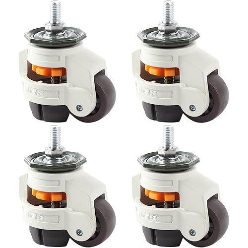 MOLIGOU 4Pcs Leveling Stem Casters, Heavy Duty Workbench Casters, Retractable Leveling Casters for Equipment, Total Load Capacity 2200 Lbs