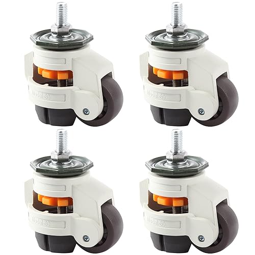 MOLIGOU 4 ruedas de vástago de nivelación, ruedas de banco de trabajo resistentes, ruedas de nivelación retráctiles para equipo, capacidad de carga