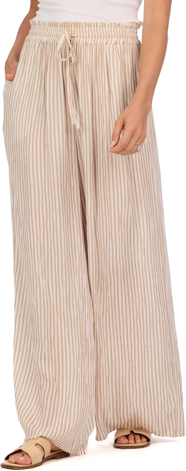 Mud Pie Women's Tracey Beach Pant, Tan, Large