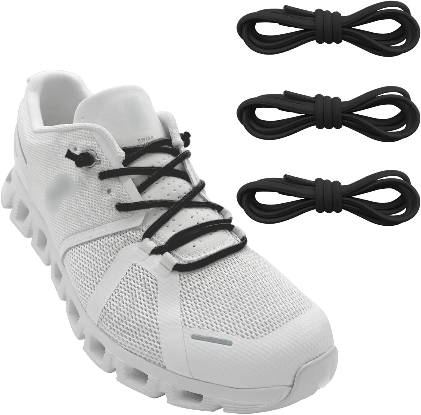 3 Pairs Elastic Shoe Laces Replacement Laces for Running Shoes,Stretch Oval Strings Replacement Shoestrings