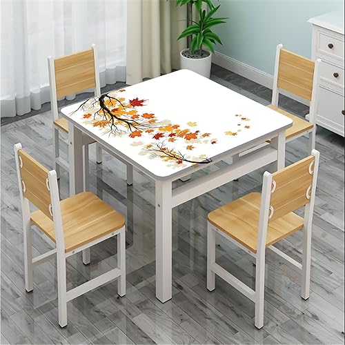 Miniatura 2 de Mantel cuadrado elástico de otoño, ramas de árbol de otoño dobladas con remolino con mantel elástico de color, se adapta a mesas de 36 x 36