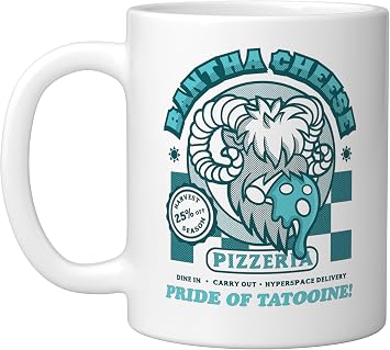 Star Wars Bantha Cheese Pizzeria Blue Milk Pizza Funny Ceramic Mug, White