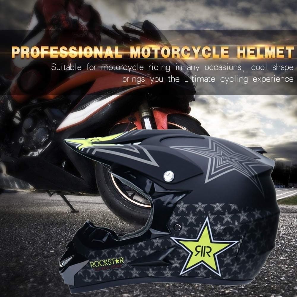 Integrale MTB Casco da Motocross, con Occhiali Guanti Maschera, Gioventù Bambini Fuori Strada Enduro Moto Karting Caschi, Discesa MX ATV BMX Corse Dirt Bike Incidente Casco