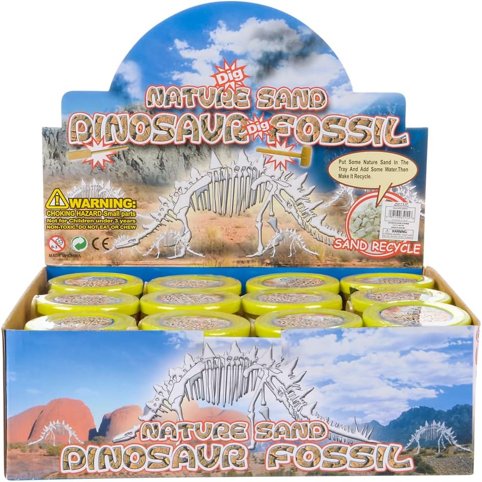 Rhode Island Novelty Dinosaur Fossil - Nature Sand Dino Dig Stocking Stuffer Pack of 24