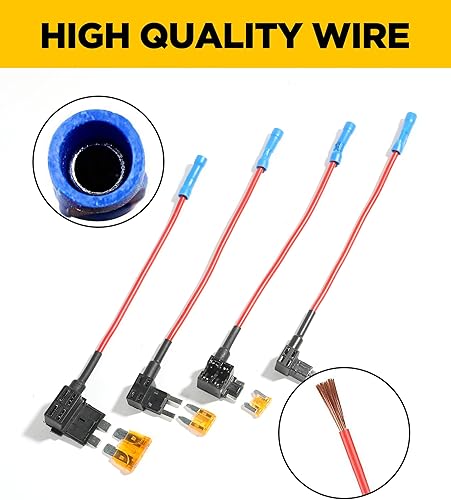 Miniatura 6 de YAKEFLY Juego de 12 grifos de fusibles, 4 tipos de adaptador de circuito de 12 V y kit de fusibles, mini conector de fusibles automotriz ATC ATS,