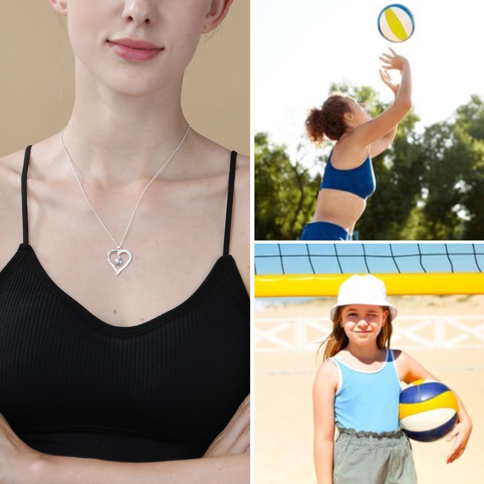 Volleyball/Softball/Basketball/Baseball Necklace Gifts for Girls, Sport Accessories Birthday Christmas Jewelry for Her 16+3 Inches