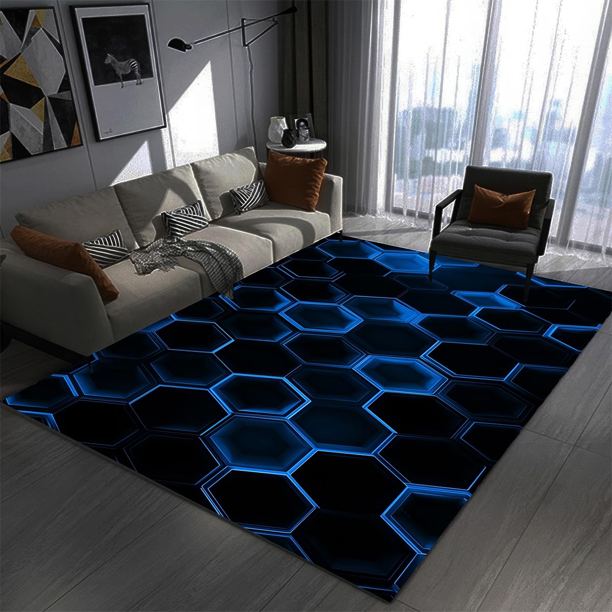 Tappeto Camera Ragazzo Tappeto Gaming Pavimento Stile Moderno Stampa Geometrici Visivi 3D Tappeti Antiscivolo Morbido Grandi Rug Scendiletto Cameretta Bambina (Colore 4,160x230cm)