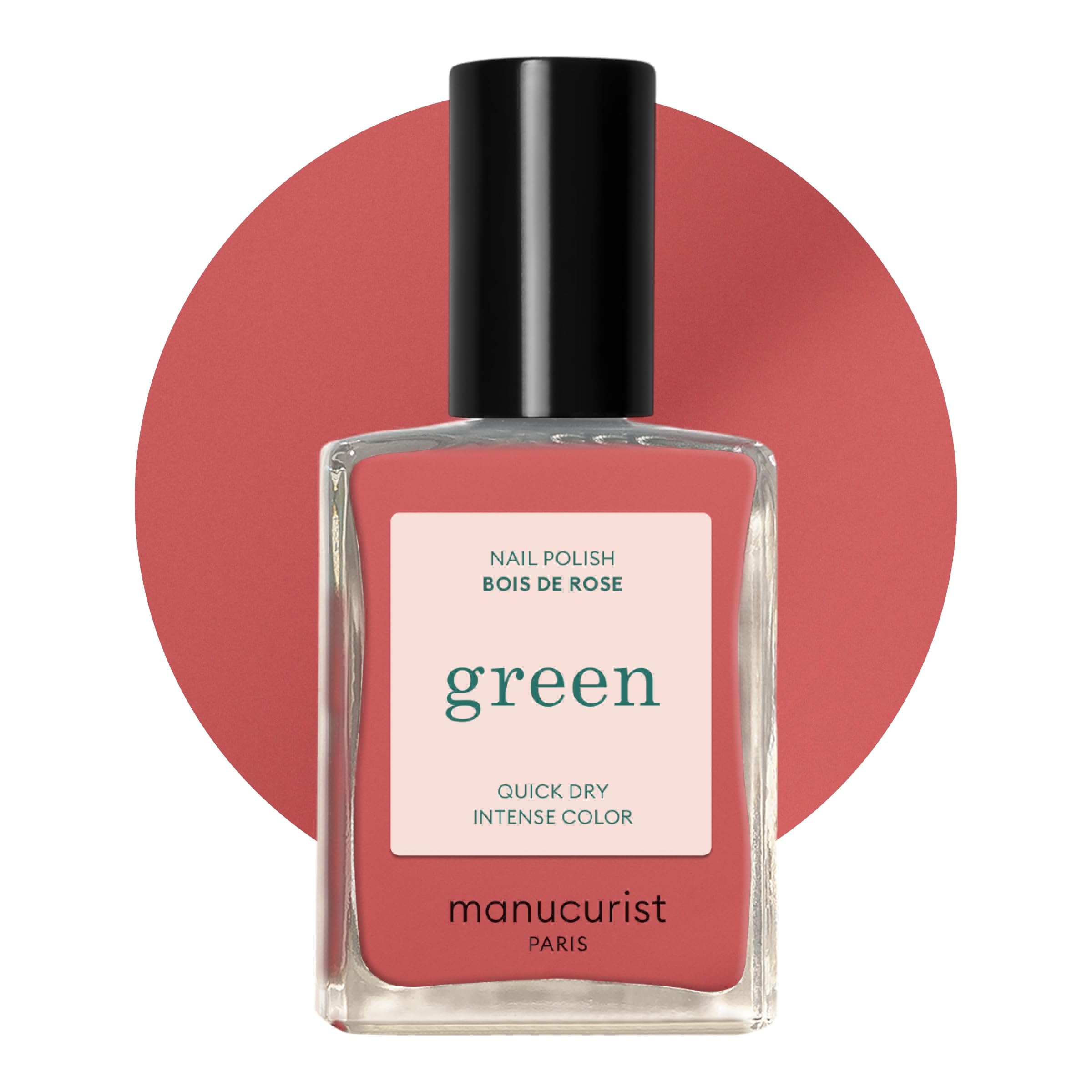 Manucurist - Green Smalto Unghie Bois de Rose - Smalto Rosa Antico - Smalti per Unghie Classico 9-​Free - Vegano e di Origine Biologica (80%) - Manicure Professionale - 15ml - Nail Polish