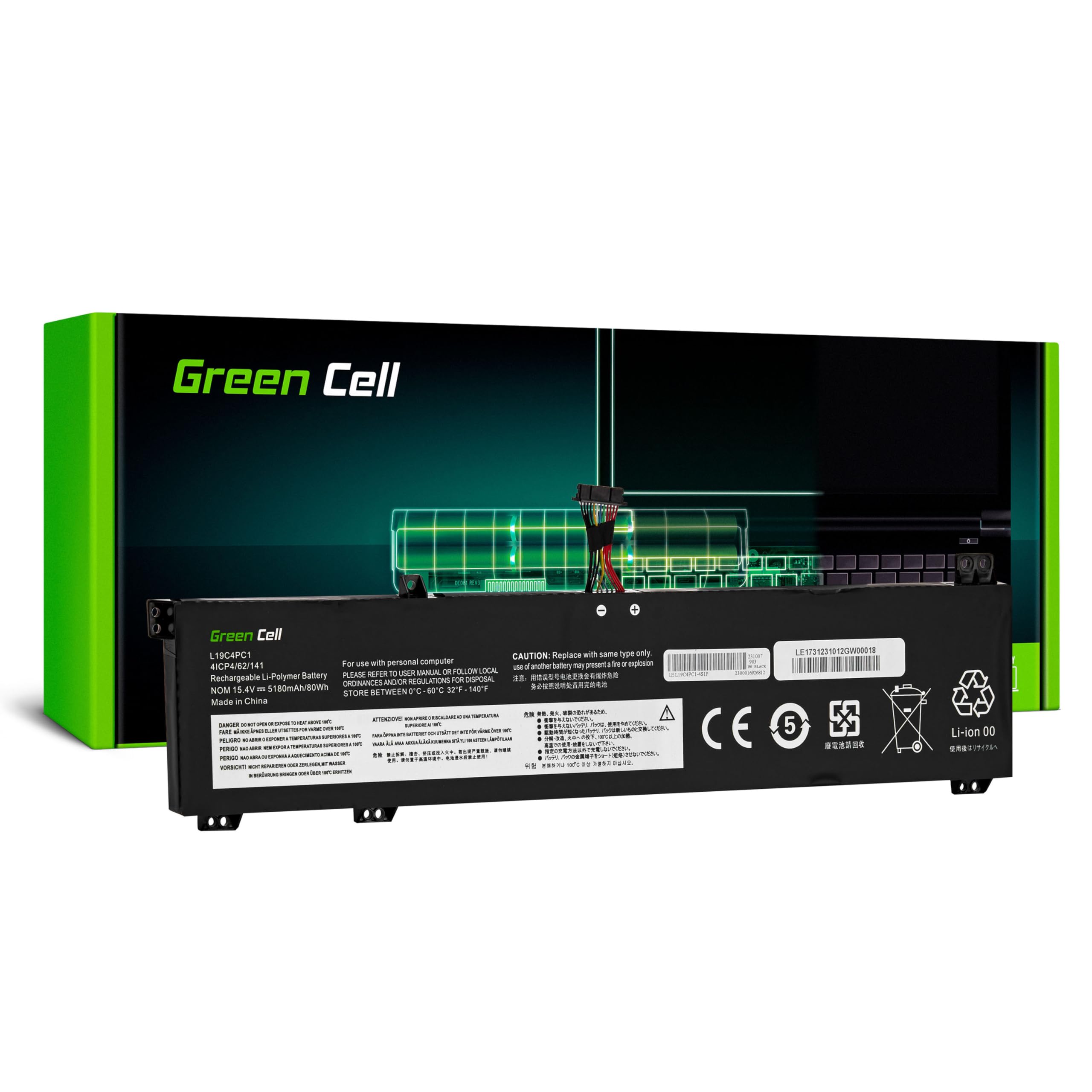 Green Cell Bateria do laptopa Lenovo Legion 5-15ARH05 5-15ARH05H 5-15IMH05 5-15IMH05H 5P-15ARH05H 5P-15IMH05H / L19C4PC1 L19M4PC1