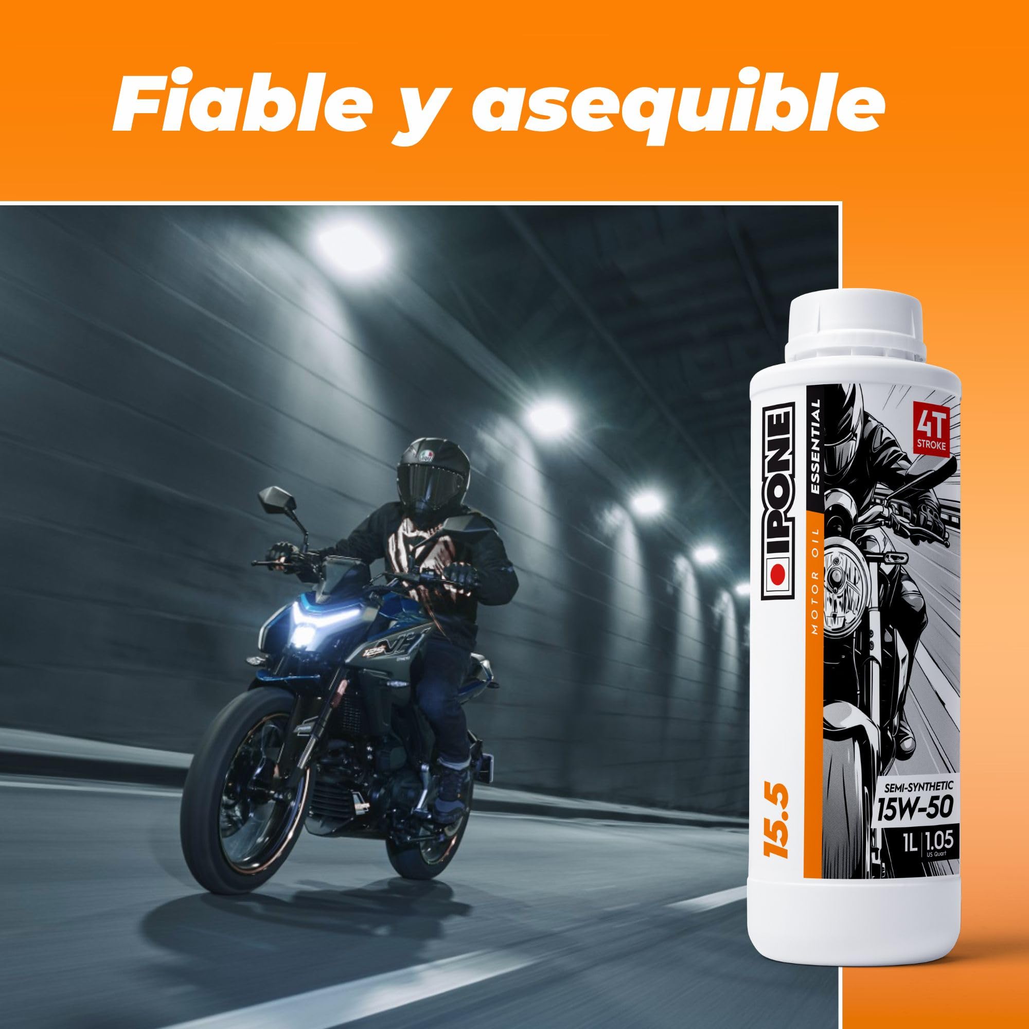 IPONE - Aceite Moto 4 Tiempos 15W50 15.5-4L - Semisintético - Protección del Motor - Lubricación Óptima