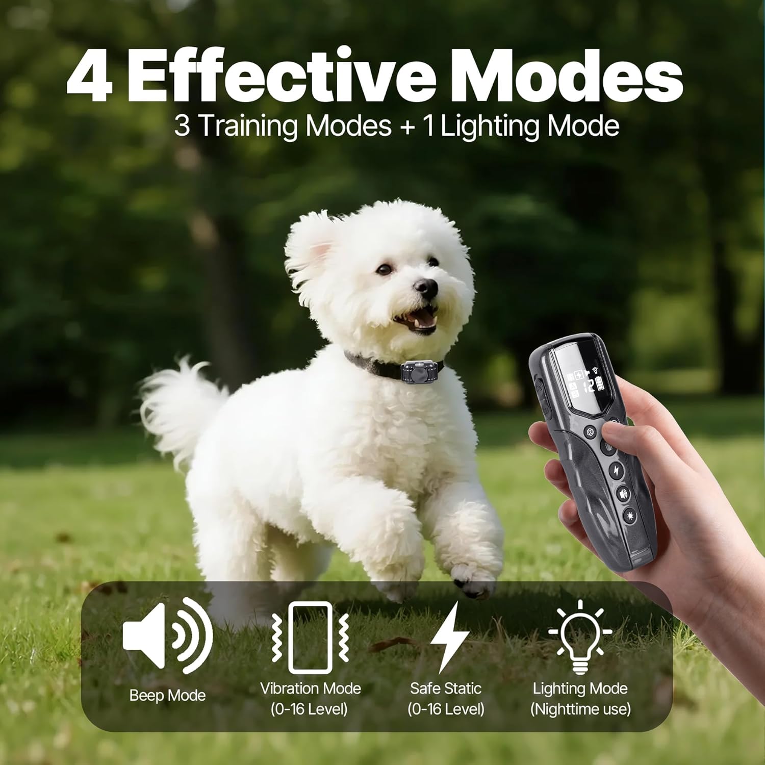 Ultra Small Shock Collar for Small Dogs, Dog Training Collar with Remote for Small Dogs 5-15lbs & Medium Large Dogs, Rechargeable, 2000ft Range, Collar with Beep, Vibration, Safe Shock,Grey