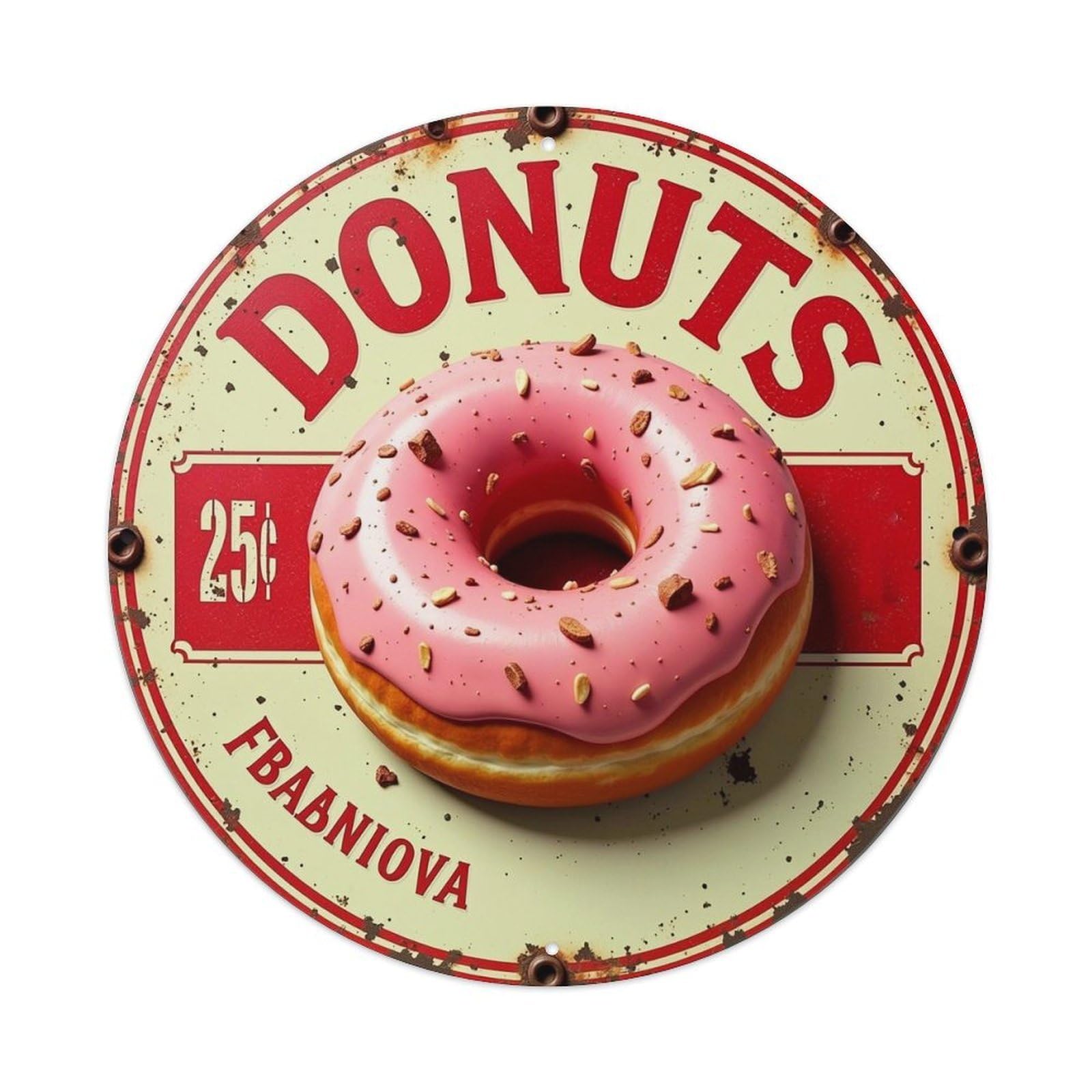 Jdyansheng Vintage Pink Frosted Donut With Sprinkles Tin Sign Metal Poster Metal Signs For Home Man Cave Bar Cafe Kitchen Laundry Room Wall Decorations 8X8 Inches