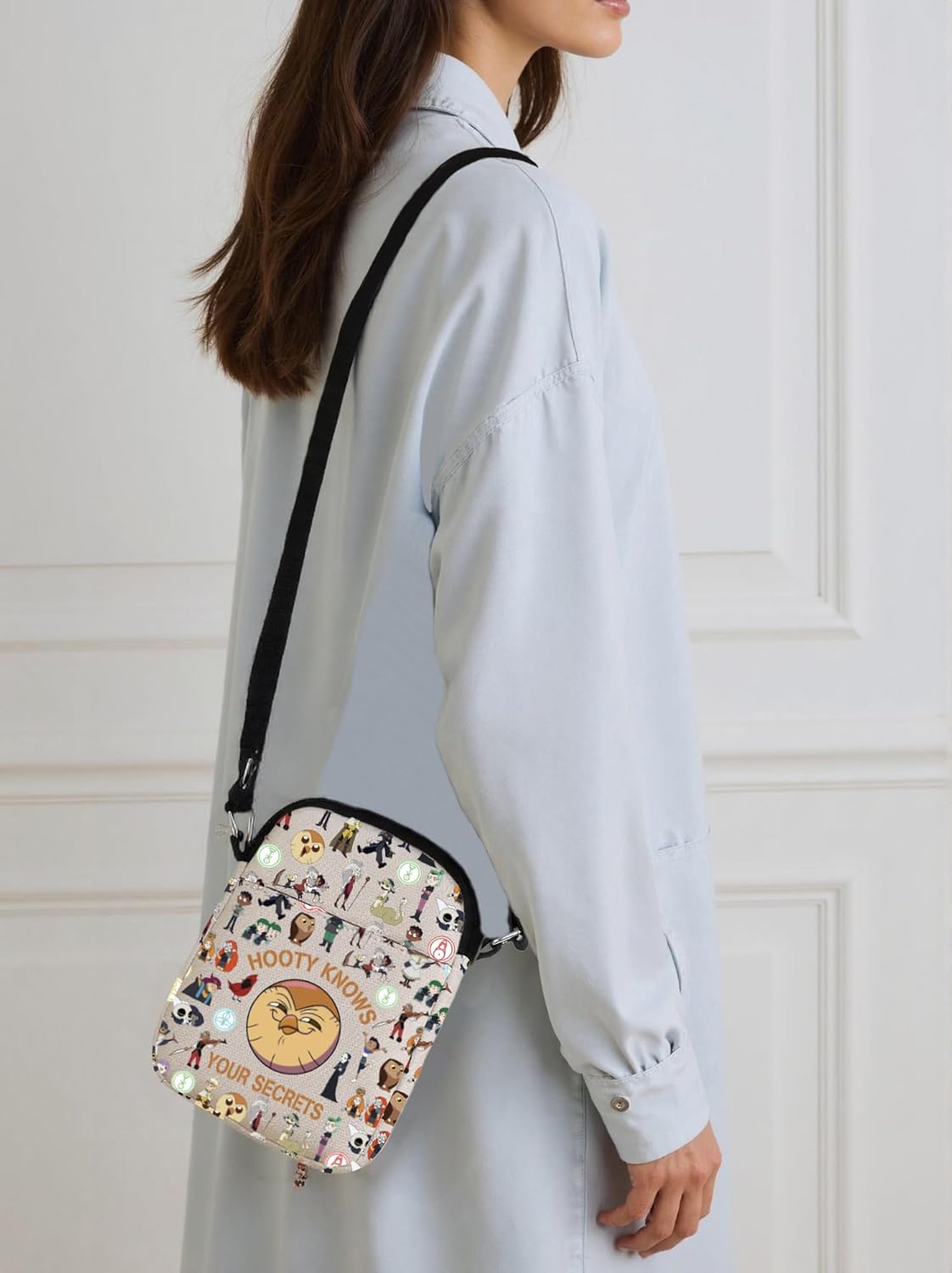 Owl Movie Inspired Crossbody Bag Owl Hooty Fans Gift Hooty Cartoon Character Gift Hooty Knows Your Secrets Carry On Bag (HootyKnowCross) - Image 3