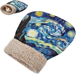 Cozy Cat Sleeping Bag Starry Night Cat Bed Cave Soft Plush Cuddle Sack Washable Calming Pet Bed for Indoor Cats, Kittens, Mini Dogs | 18.9" x 22.8"