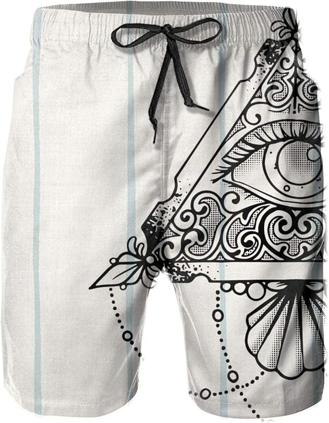 huatongxin The Eye of Horus Ra Egyptian Illuminati Mens Beach Shorts