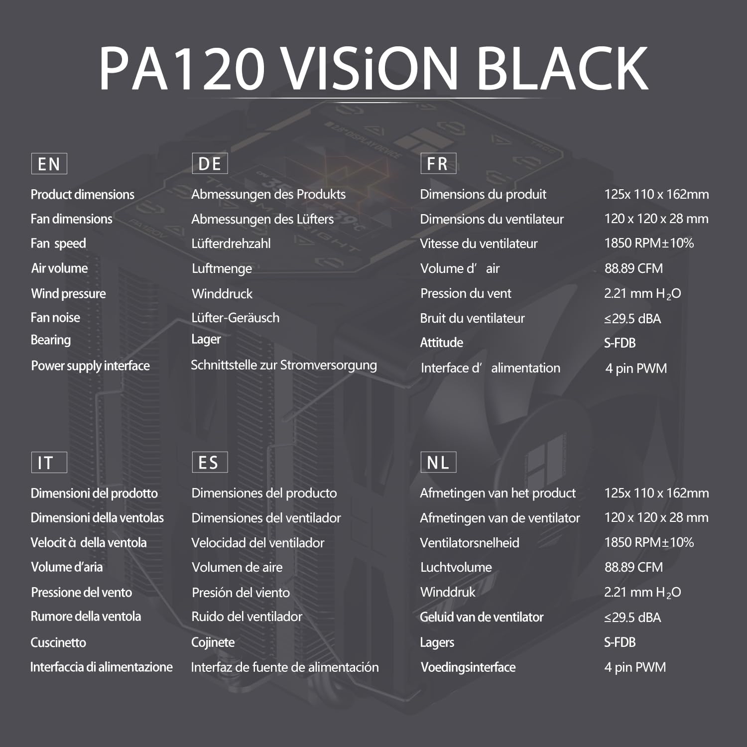 TR-Thermalright Peerless Assassin 120 Vision Black CPU, Dual-Tower z 6 rurami cieplnymi i wyświetlaczem IPS 2,8", 2 x wentylator PWM, kompatybilny z AMD AM5/AM4 i Intel LGA1851/1700/1150/1151/1200