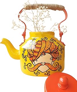 NYSARG Handpainted Rajasthani Kettle - Aluminium Size- Medium