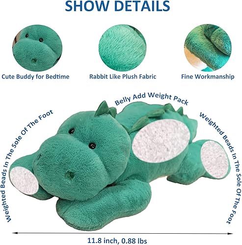 Vista 58 de Animales de peluche con peso, 19.7 pulgadas, 3.3 libras, peluche de dinosaurio con peso, lindo dinosaurio de peluche, juguete de almohada de Oso