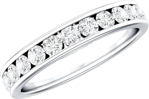 Certified Lab Grown Diamond Anniversary Ring, Ef-Vs Quality, Diamond Channel Set Eternity Ring Ideal For Gift