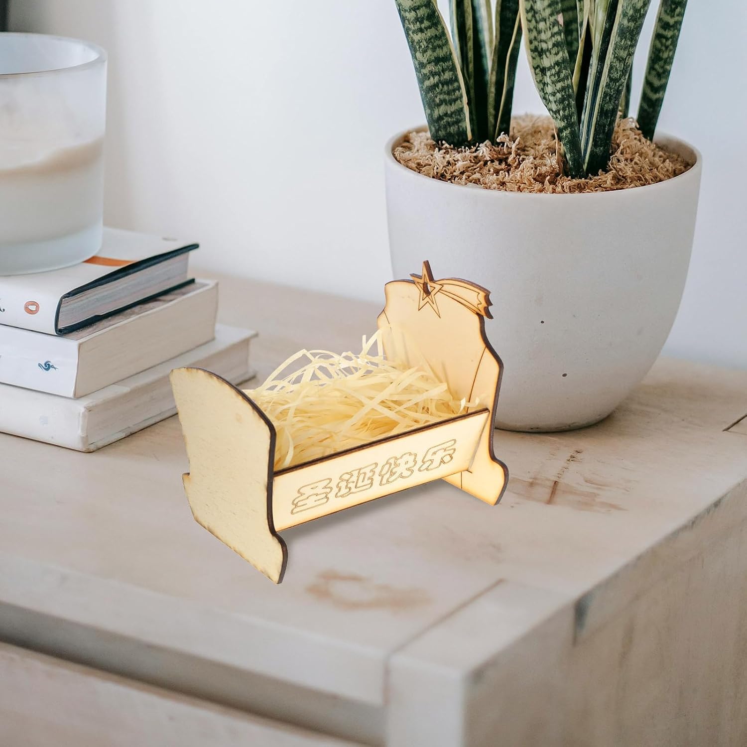 BESPORTBLE Small Wooden Manger Bed for Jesus Figurine Nativity Display