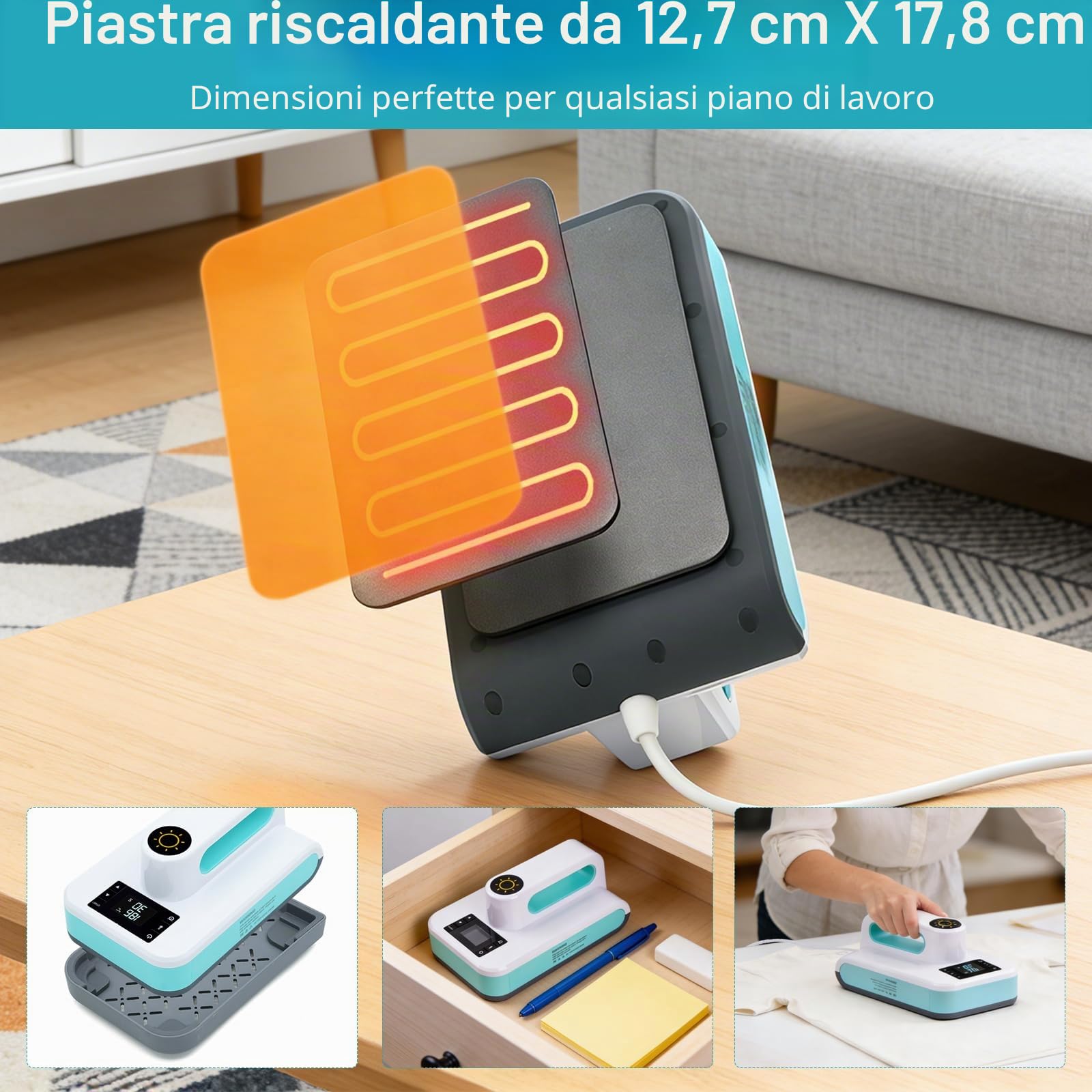 Pressa a Caldo per Magliette, Termopressa DIY Portatile, Facile da Stirare, Riscaldamento Rapido, Macchina Stampante per Vestiti, Borse, T-Shirt Stampante Trasferimento Termico