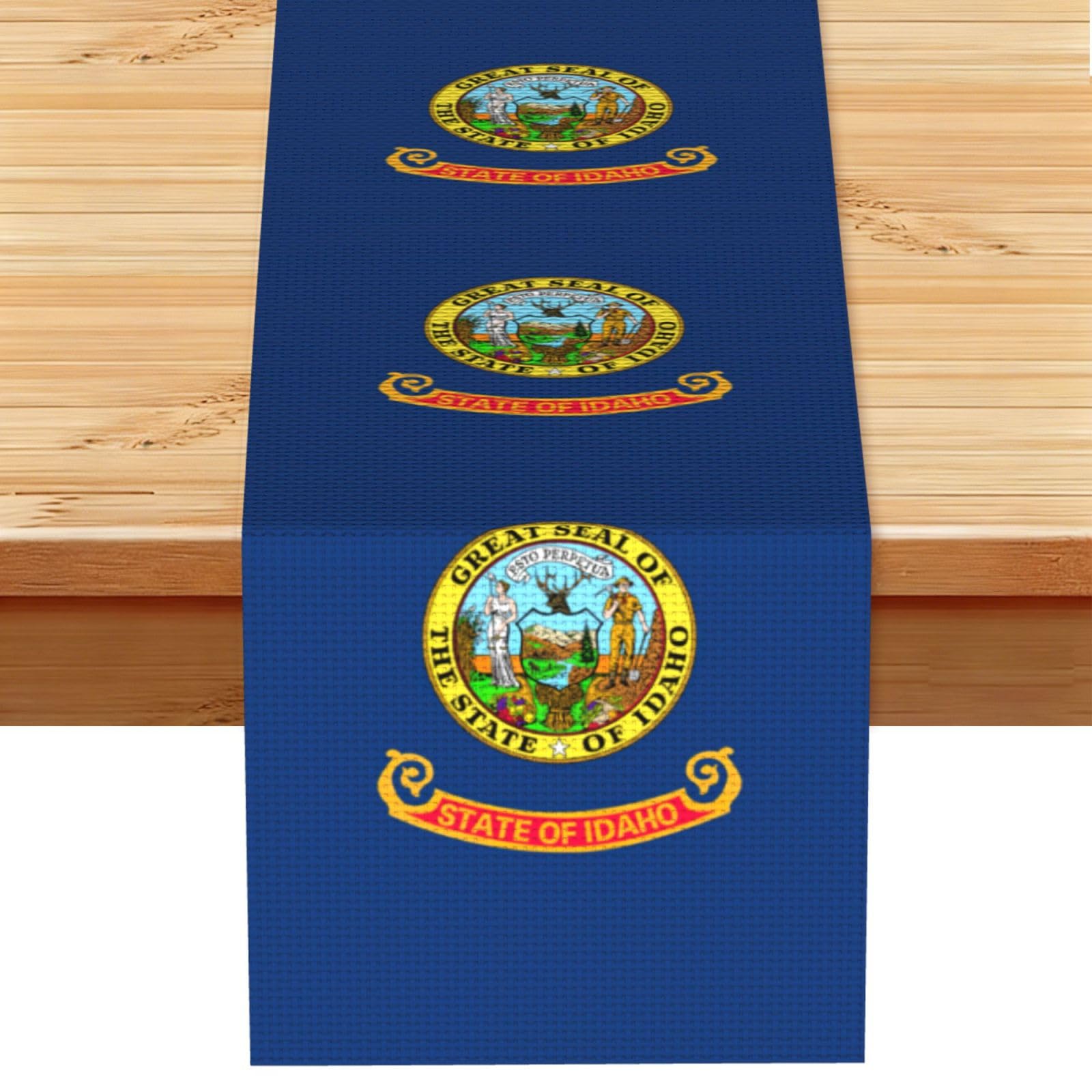 Idaho state flag Printed Table Runner 13 x 72, Wrinkle Resistant Decor for Dining Table Coffee Table Fireplace