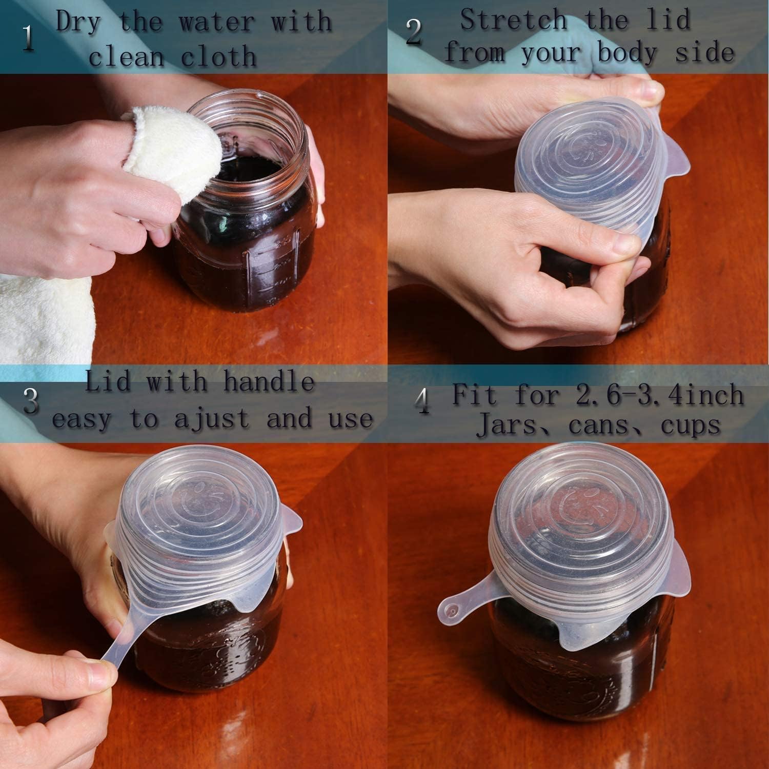 Coperchi elasticizzati extra piccoli in silicone da 3,5 cm, confezione da 5 pezzi, riutilizzabili, adatti per lattine da 3,2 cm a 3,8 cm, bottiglie di condimento delle stesse dimensioni