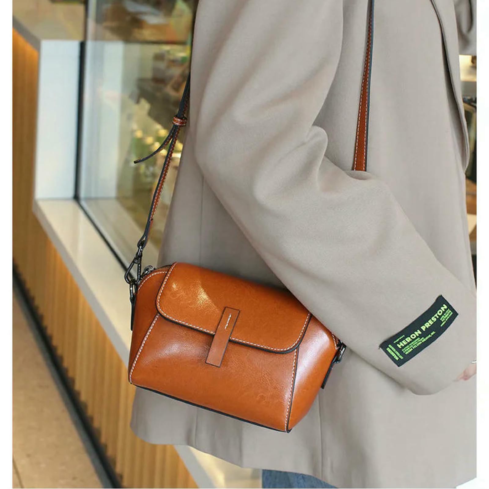 Borsa Donna Crossbody Piccola A Spalla Flap-coffee-20x10x 14 Cm