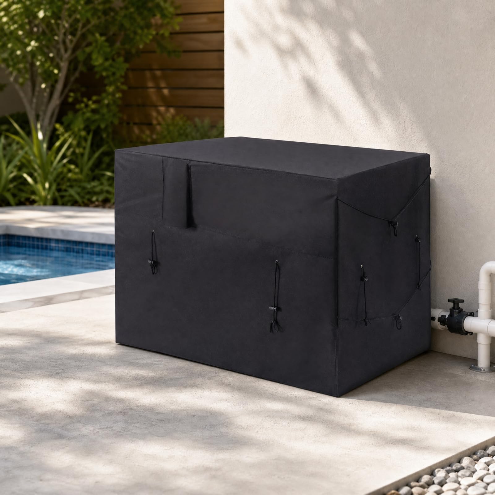 Milageto Cubierta Cuadrada para SPA | Impermeable, Cubierta con Abertura para Tuberías, Antiviento, Jardín Trasero