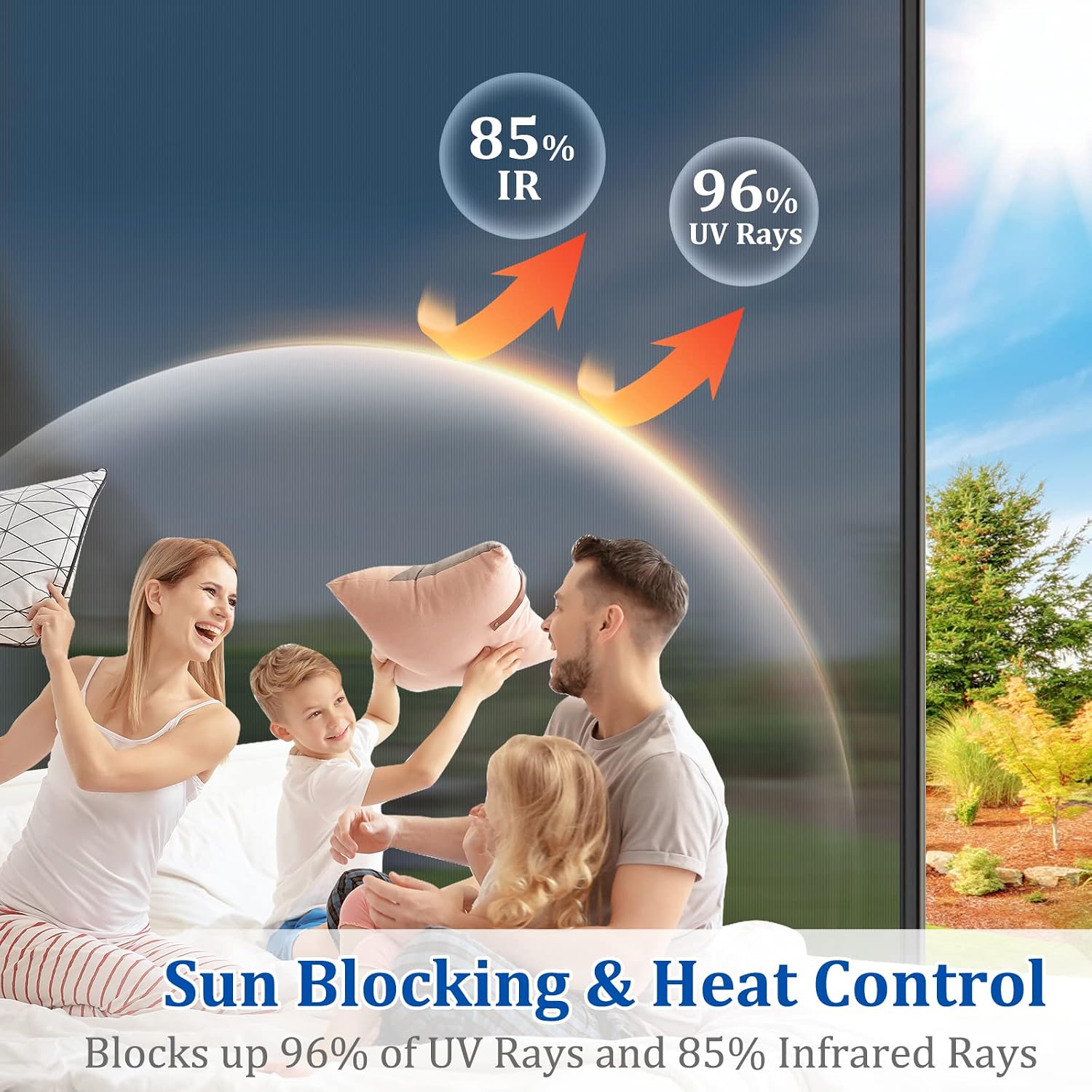 Sun Blocking Window Film Privacy Day and Night: Window Tinting Film for Home Nighttime Privacy, Anti UV Heat Control Reflective Window Covering Non-Adhesive Static Cling (Silver, 17.5 x 78.7 Inch)