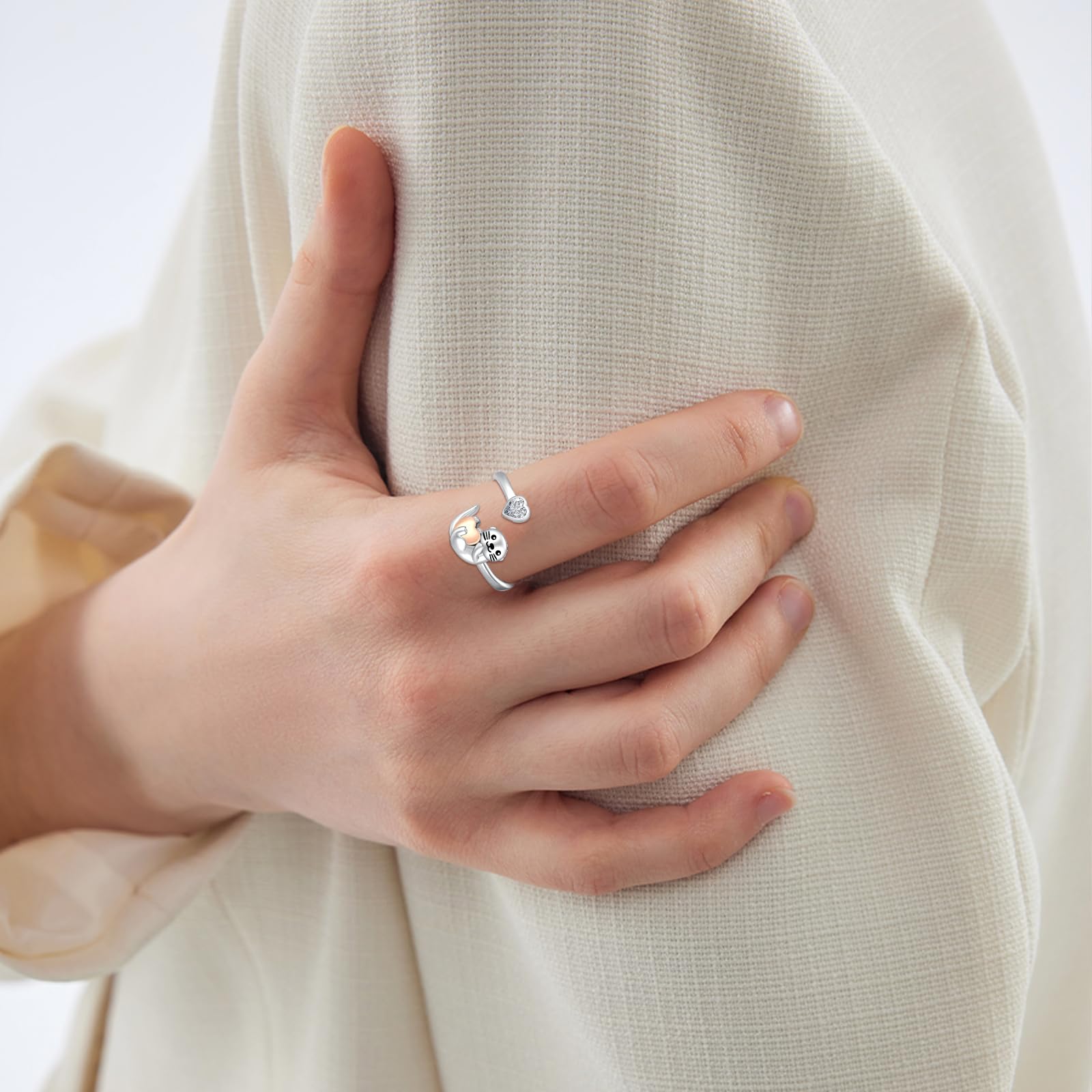 Luna/stella/girasole/farfalla da strega/lontra anello in argento sterling 925 prevenire le allergie anello regolabile gioielli d'argento regali per ragazze donne bambini…