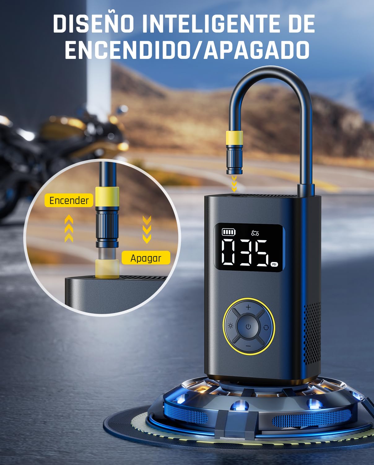 Fanttik X9 Pro Inflador de Neumáticos Portátil para Moto, Bomba Eléctrica de 27s de Inflado Rápido con Manómetro Digital para Neumáticos, Compresor de Aire de 150PSI para Coche Compacto, Bola