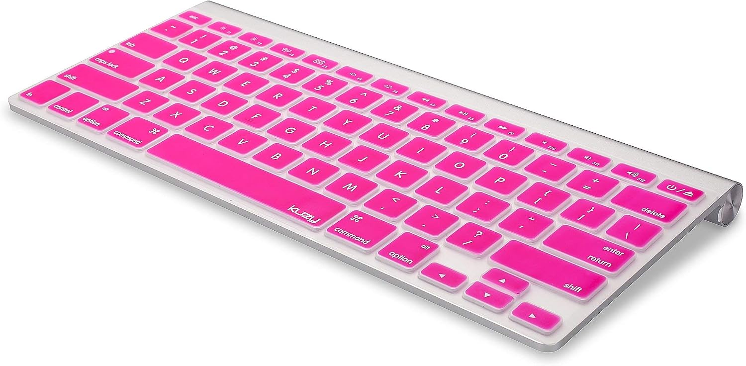 Kuzy Older Version Keyboard Cover Compatible with MacBook Pro 13 15 17 inch Release 2010-2015 and MacBook Air 13.3 inch Release 2010-2017 Silicone Skin Protector, Pink
