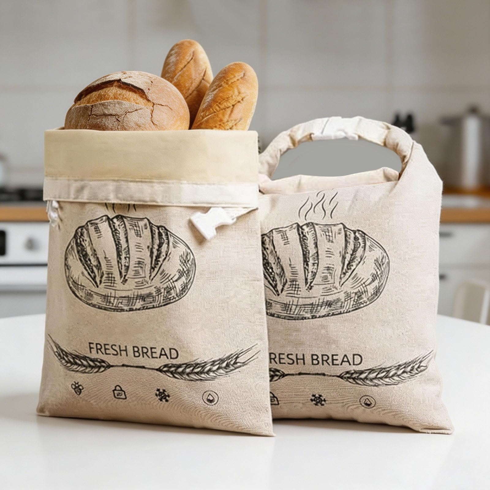 Sacchetti per pane in cera d'api, riutilizzabili, in cera d'api, per conservare il pane fresco, ideali per pasta madre, regalo per picnic, adatti al congelatore, confezione da 2
