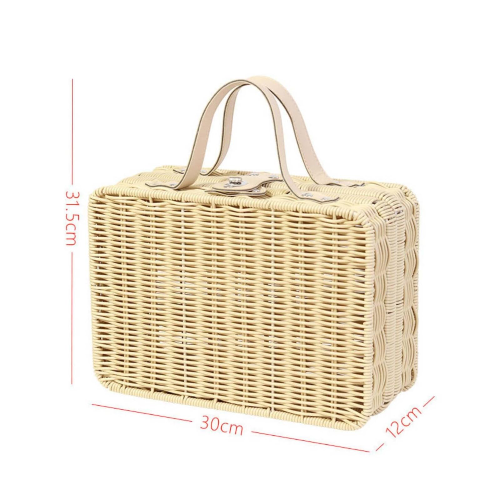 Estuche Tejido Ratán Sintético Ligero Cesta Rectangular Mimbre Sintético Estuche con para Picnic, Organización l Hogar
