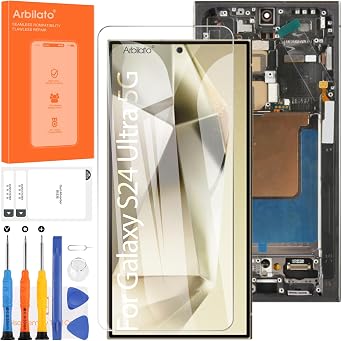Not Original Screen for Samsung Galaxy S24 Ultra Screen Replacement for Samsung S24 Ultra LCD Screen SM-S928B Touch Display Digitizer Assembly Repair Parts with FrameNo Fingerprint Function Black