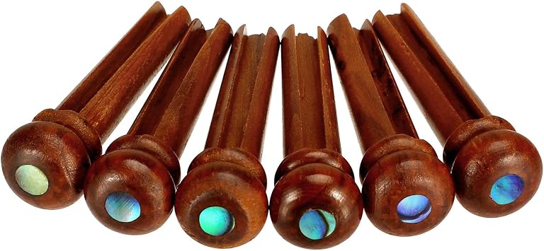 6Pcs Rosewood Guitar Bridge Pins for Acoustic Guitar Yellow Brown