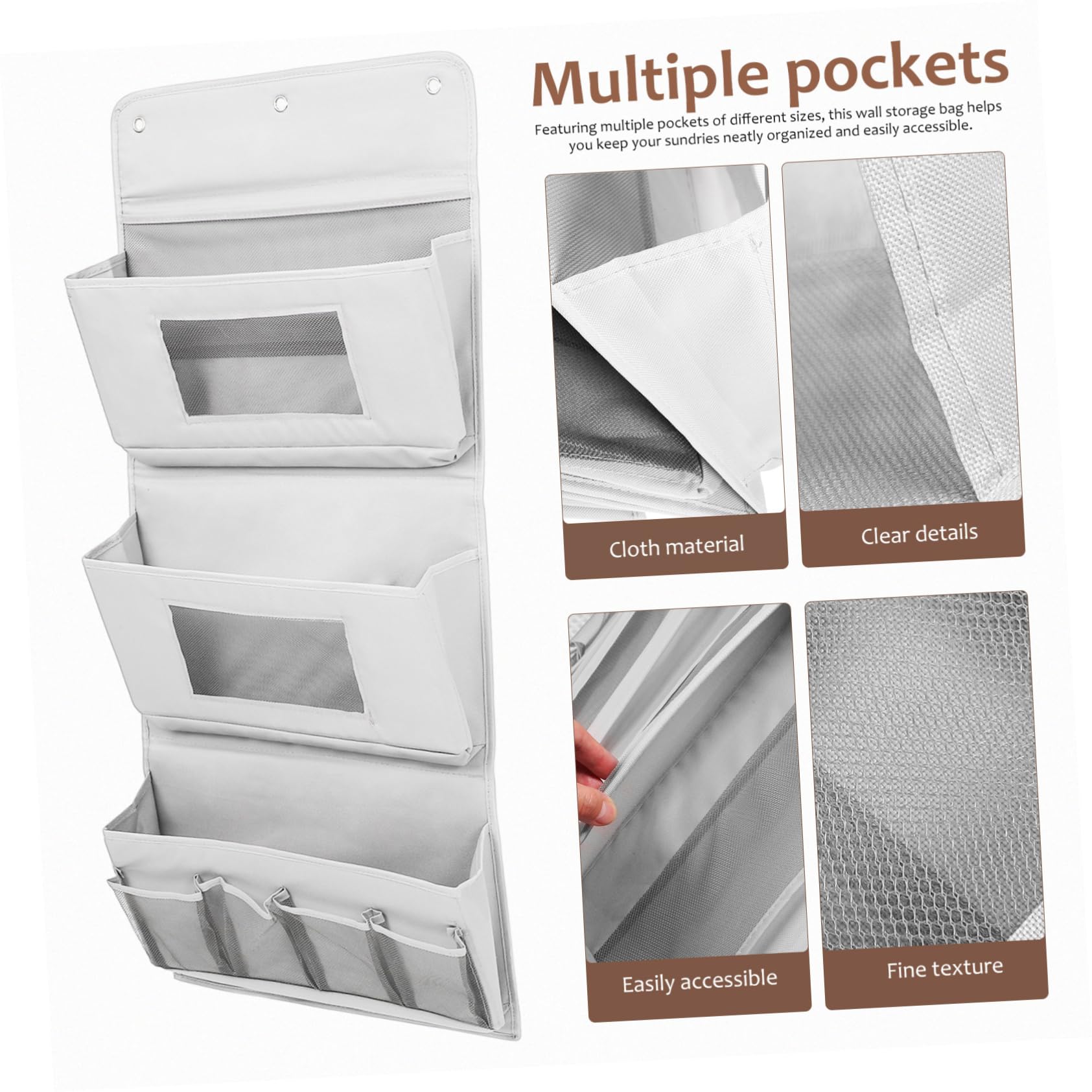 Organizer da Appendere Dietro Porta in Stoffa Grigio | Tasche Multiple di Varie Misure, Foro Multiplo, Lavabile e Semplice da Pulire