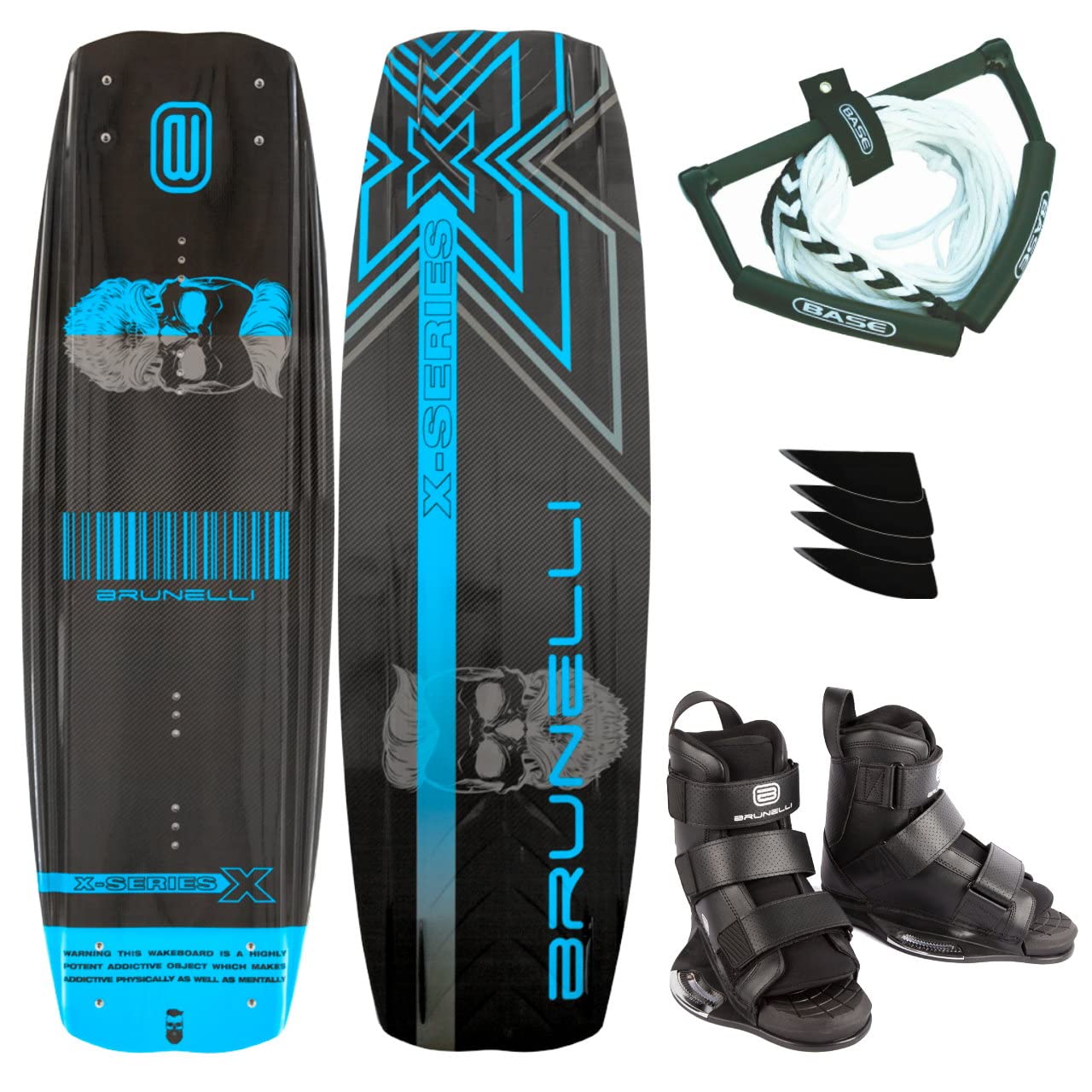 Brunelli Paquete de Wakeboard de carbono, 138 cm, encuadernación Wakeboard