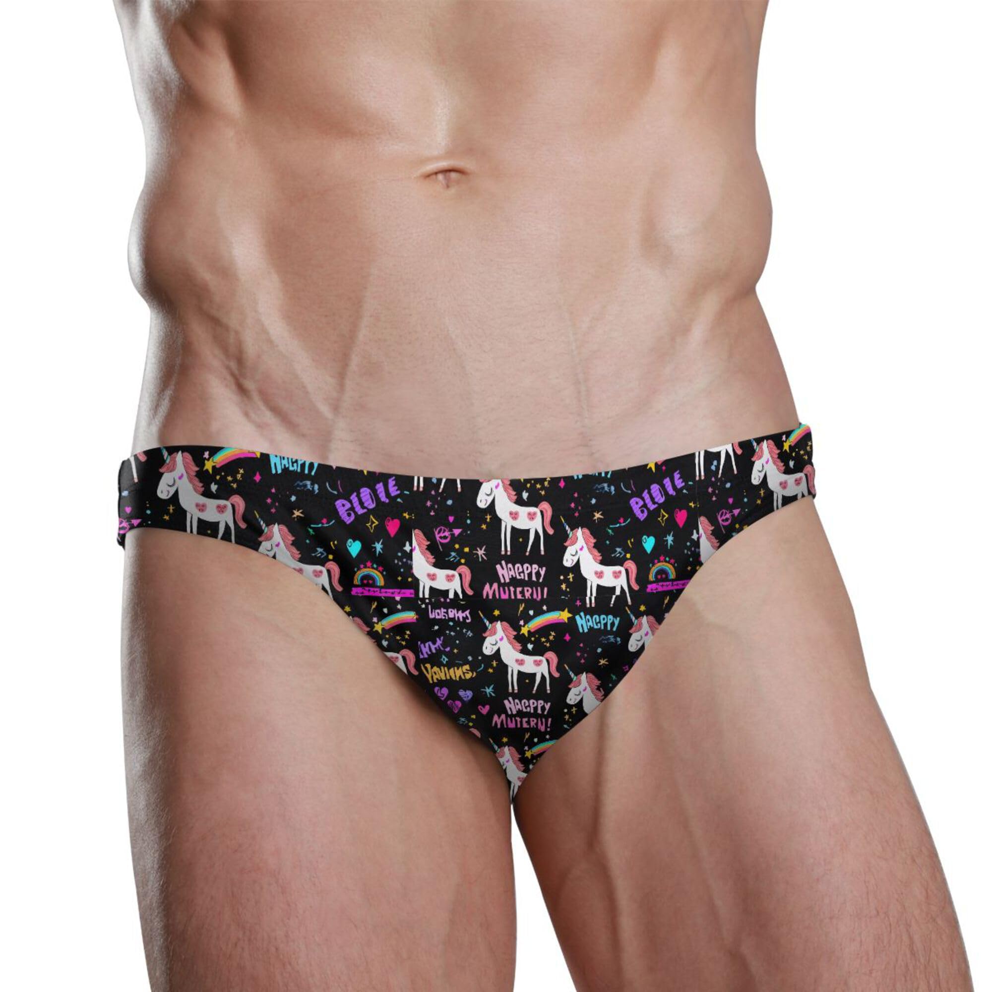 Cute Unicorn Swim Briefs for Men Swimsuit Bikini Swimwear S B0404980