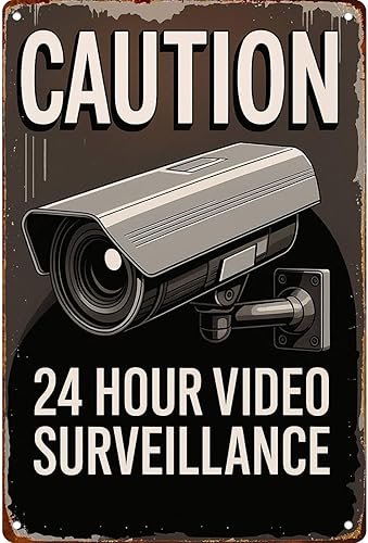 Security Camera Cctv Surveillance Funny Wall Decor Retro Metal Sign Poster for Garage Man Cave Bathroom Bedroom Farm Inspirational Popular Wall Art